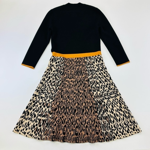 Eliza J Animal Print Long Sleeve Fit & Flare Sweater Dress in Black Medium - Picture 12 of 12